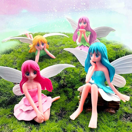 Miniature Fairy Figurines - 4Pcs Small Flower Fairies Ornaments Resin Mini Fairy Figurines Tiny Elf for DIY Fairy Garden Flower Pot Bonsai Micro Landscapes Craft Decoration Accessories (purple)-VerdiqueGarden