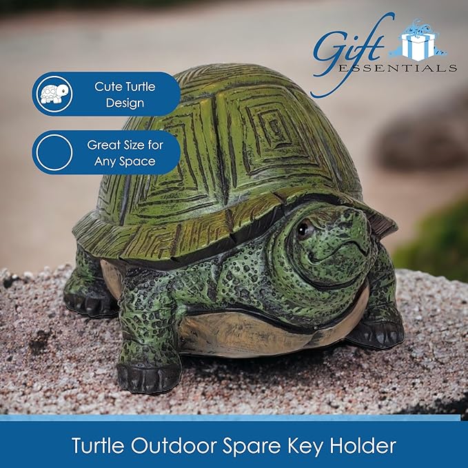 Stocky Turtle Garden and Patio Decor and Key Hider - Holds 2 Hidden Keys Outside, Secret Hidden Door Underneath-VerdiqueGarden