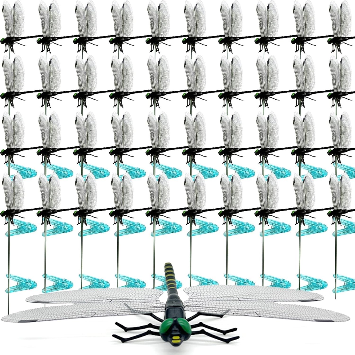 40 Pcs Dragon Fly Clips for Bugs Repellent, 3D Artificial Dragonfly Hat Clip, Dragonfly Garden Decor (40, Black*40 Pcs)-VerdiqueGarden