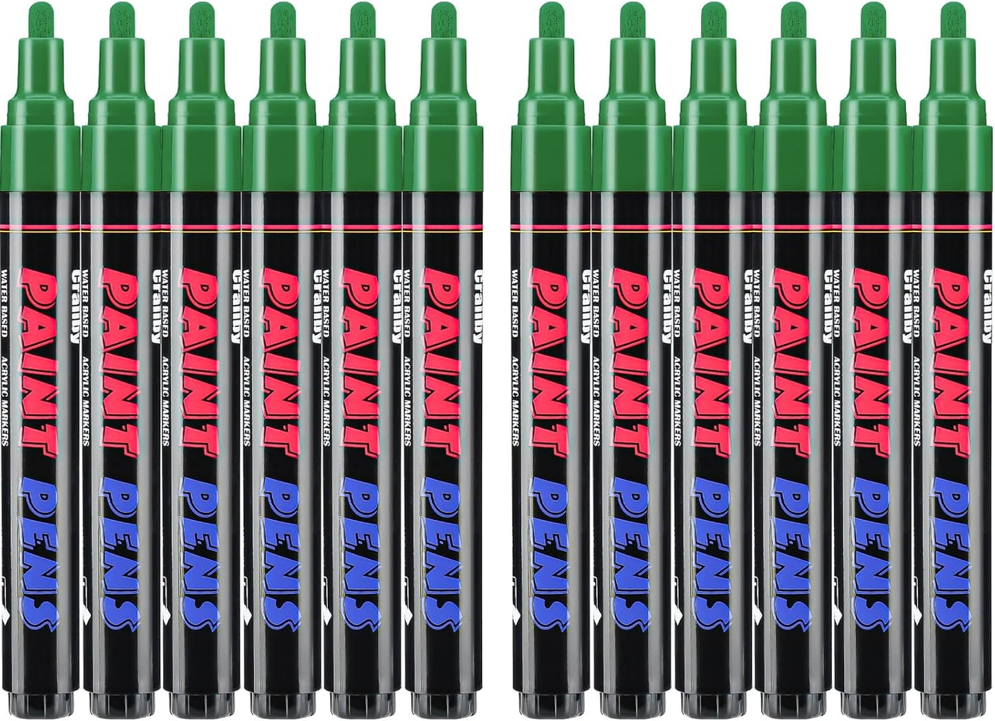 Green Paint Pens Paint Markers - 12 Pack Permanent Quick Dry Waterproof Marker Pens for Rocks Wood Fabric Plastic Canvas Glass Mugs Metal Tire Stone-VerdiqueGarden