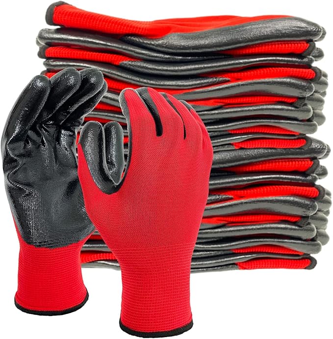 Evridwear Work Gloves with Grip Rubber Coated for Men Women Warehouse Mechanic,12 Pairs Bulk-VerdiqueGarden
