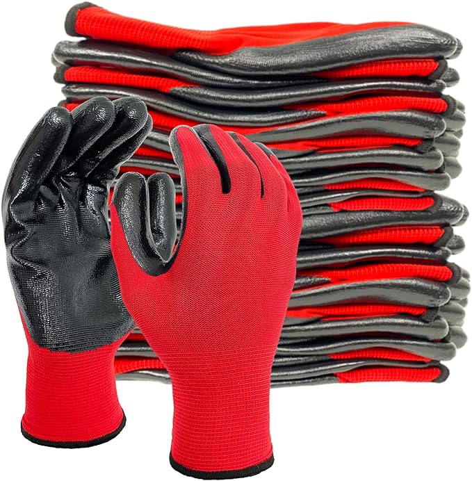 Evridwear Work Gloves with Grip Rubber Coated for Men Women Warehouse Mechanic,12 Pairs Bulk-VerdiqueGarden
