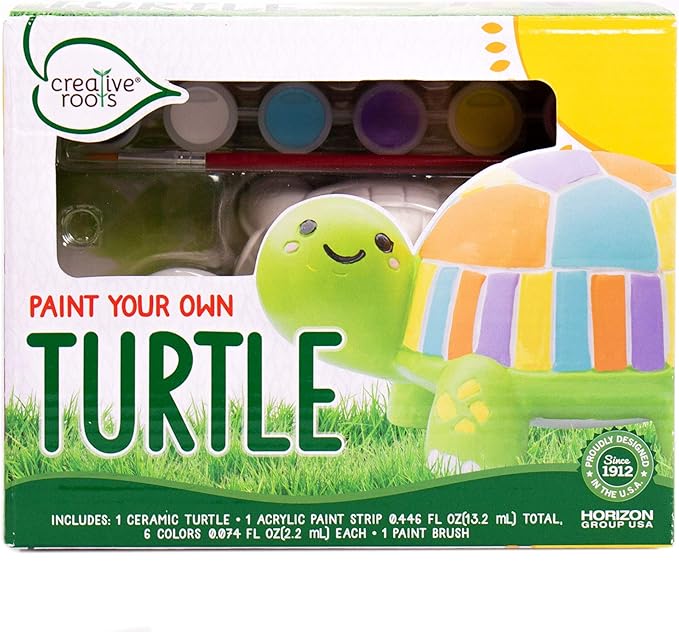 Creative Roots Paint Your Own Turtle, DIY Turtle, Kids Painting Set, Creativity, Ceramics to Paint, Paint Your Own Ceramic, Painting Kits for Kids Ages 5+-VerdiqueGarden