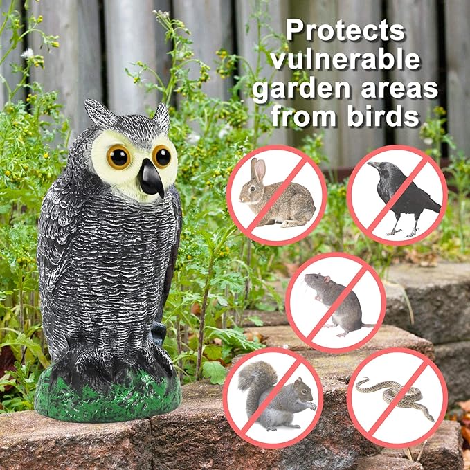 Galashield Owl Decoy to Scare Birds Away | Plastic Owls to Scare Birds Away | Owl Statue for Garden & Outdoors-VerdiqueGarden