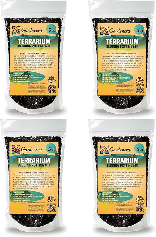Terrarium Bedding - Custom Blend of Coco Coir, Charcoal, Pumice, and Vermiculite for Healthy Plant Growth - 20 QUARTS-VerdiqueGarden