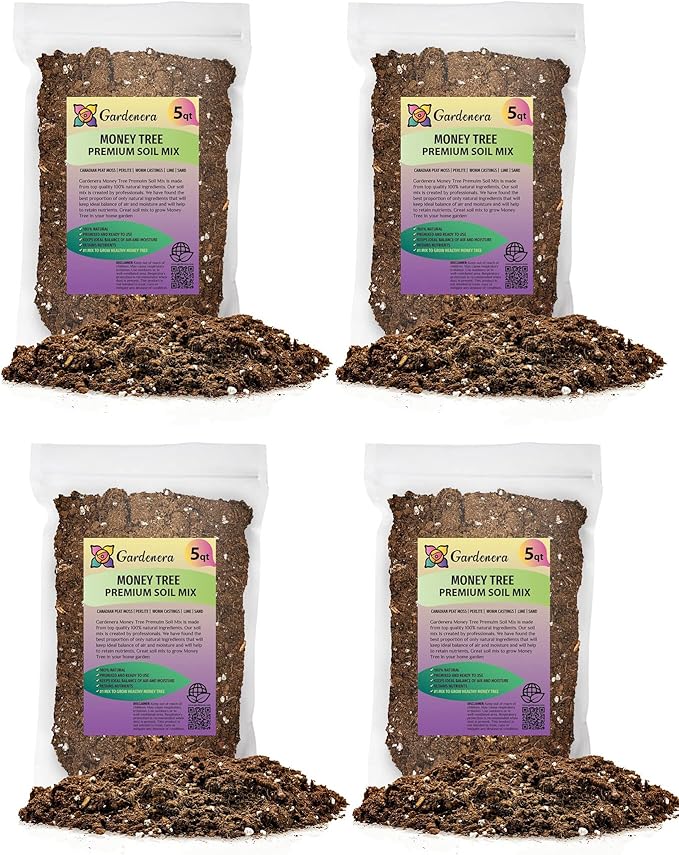 Money Tree Potting Soil - 20 Quart - Soil Mix for Planting or Repotting Guiana Chestnut, Soil Blended to Properly Grow Money Tree Plants (4 Bags of 5 Quart)-VerdiqueGarden