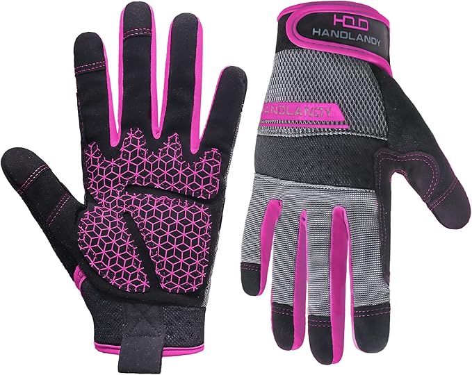 HANDLANDY Women Safety Work Gloves Utility Touch Screen Working Grip Glove for Yardwork Gardening Breathable Mechanic Gloves-VerdiqueGarden