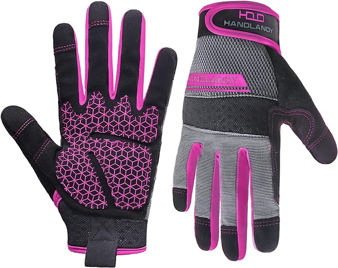 HANDLANDY Women Safety Work Gloves Utility Touch Screen Working Grip Glove for Yardwork Gardening Breathable Mechanic Gloves-VerdiqueGarden