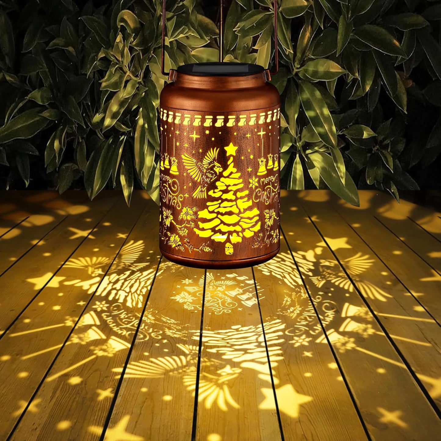 Solar Lanterns Outdoor Waterproof Garden Decor Birthday Gifts for Women Mom Grandma Hanging Lights Metal Decoration Outside for Yard, Patio,Backyard,Porch(Christmas Red Bird)-VerdiqueGarden