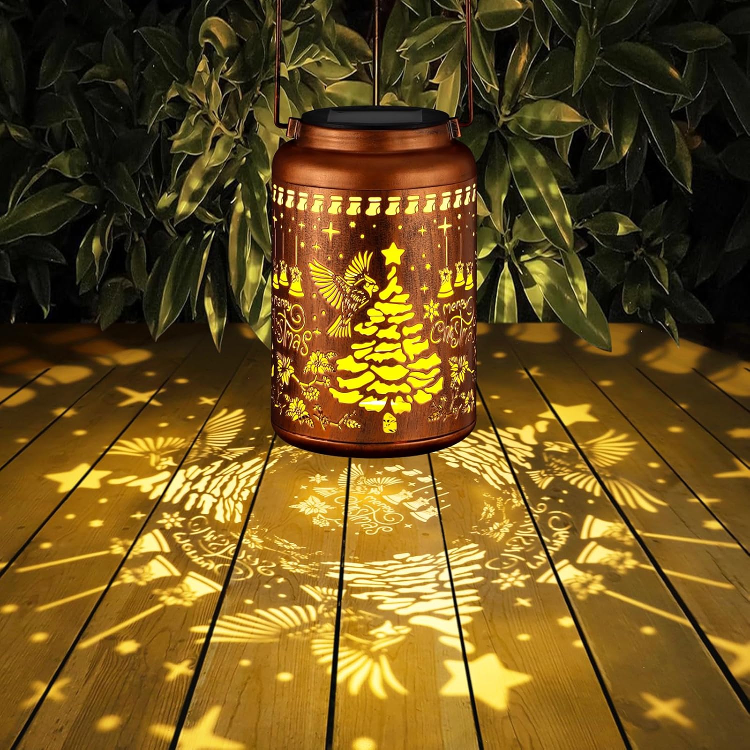 Solar Lanterns Outdoor Waterproof Garden Decor Birthday Gifts for Women Mom Grandma Hanging Lights Metal Decoration Outside for Yard, Patio,Backyard,Porch(Christmas Red Bird)-VerdiqueGarden