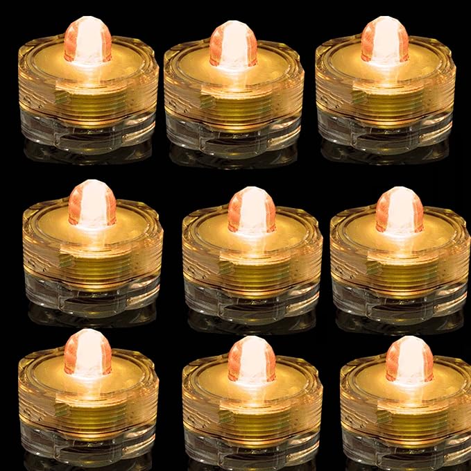 Super Bright LED Floral Tea Light Submersible Lights for Party Wedding (Amber, 60 Pack)-VerdiqueGarden