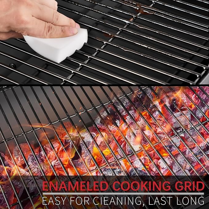 Barrel Charcoal Grill, Large Charcoal Grills with Side Shelf, Outdoor BBQ Grill,Perfect for Backyard Camping, Patio Parties, and Picnics-VerdiqueGarden