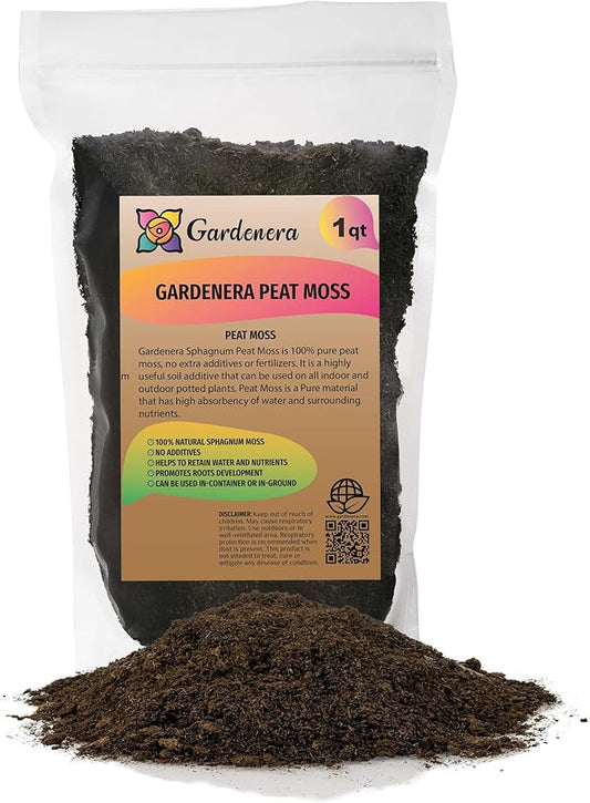 Premium Natural Sphagnum Peat Moss - Gardening Soil Amendment and Carnivorous Plant Soil Media by Gardenera (1 Quart Bag)-VerdiqueGarden