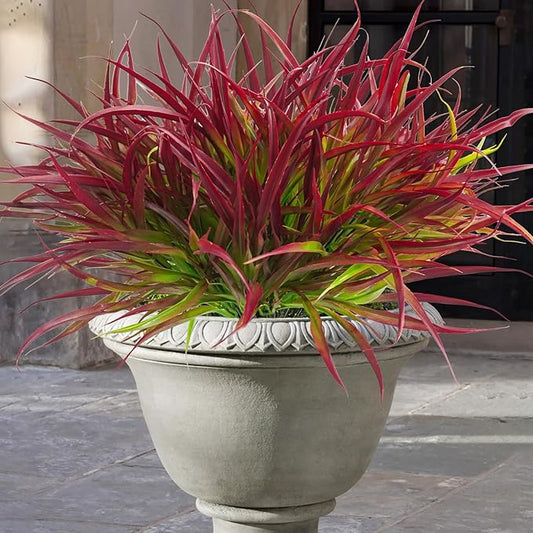 Uieke 12 Bundles Artificial Outdoor Plants UV Resistant Fake Grass Plants Faux Plastic Plants Greenery Shrubs for Home Garden Pathway Window Box Front Porch Spring Summer Decor, Deep Red-VerdiqueGarden