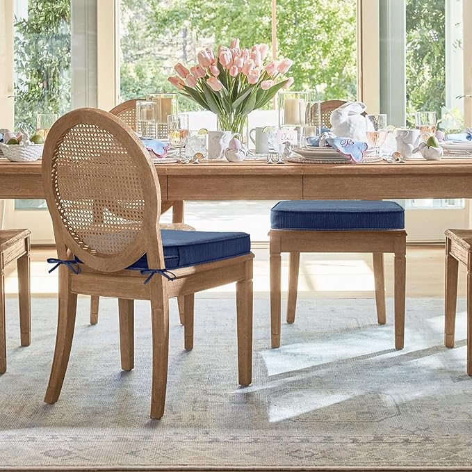 Outdoor Round Corner Seat Cushion, 17"x16"x2", Set of 4, Non Slip Seat Cushion Pads with Removable Cover for Patio Furniture, Garden Yard Lawn, Navy-VerdiqueGarden