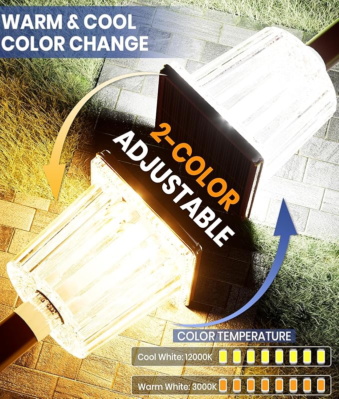 Super Bright Solar Pathway Lights Outdoor Powered,Adjustable Warm&Cool White,Waterproof IP65 Garden Decor Landscape Lighting Outside for Yard/Patio/Walkway/Driveway/Landscape (Cocoa Brown, 3 Pack)-VerdiqueGarden