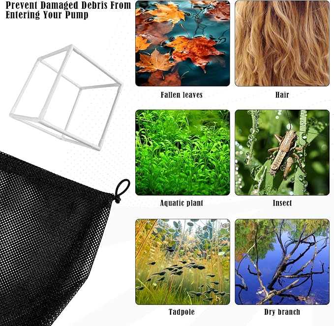 2 PCS Pond Pump Filter Bag, 7 Inch Pond Filter Box with Drawstring, Anti-Clogging Pump Barrier Bag Pump Mesh Bag for Outdoor Water Ponds Filters Pond Biological Filters-VerdiqueGarden