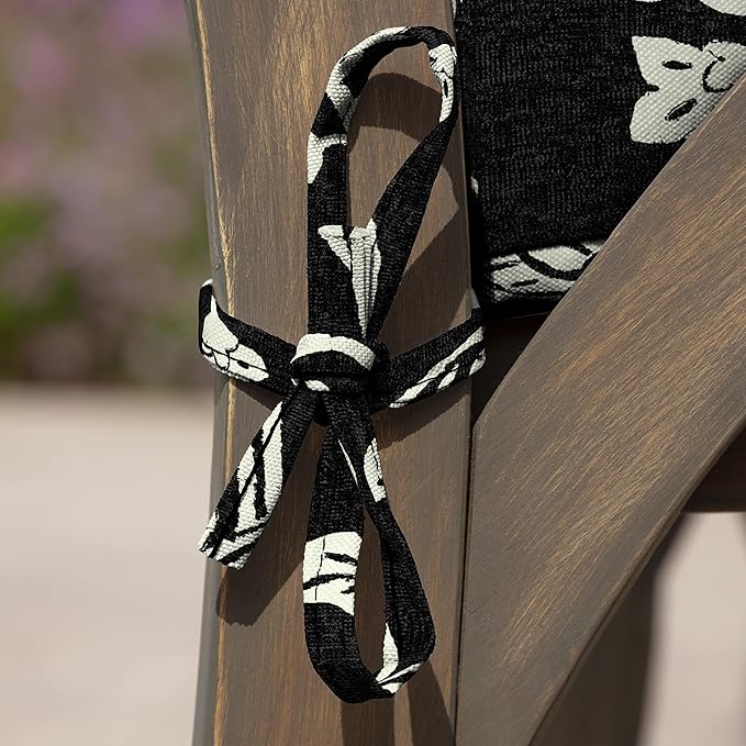 Arden Outdoor Seat Cushion, 19 x 19, Rain-Proof, Fade Resistant Ashland Black Jacobean-VerdiqueGarden