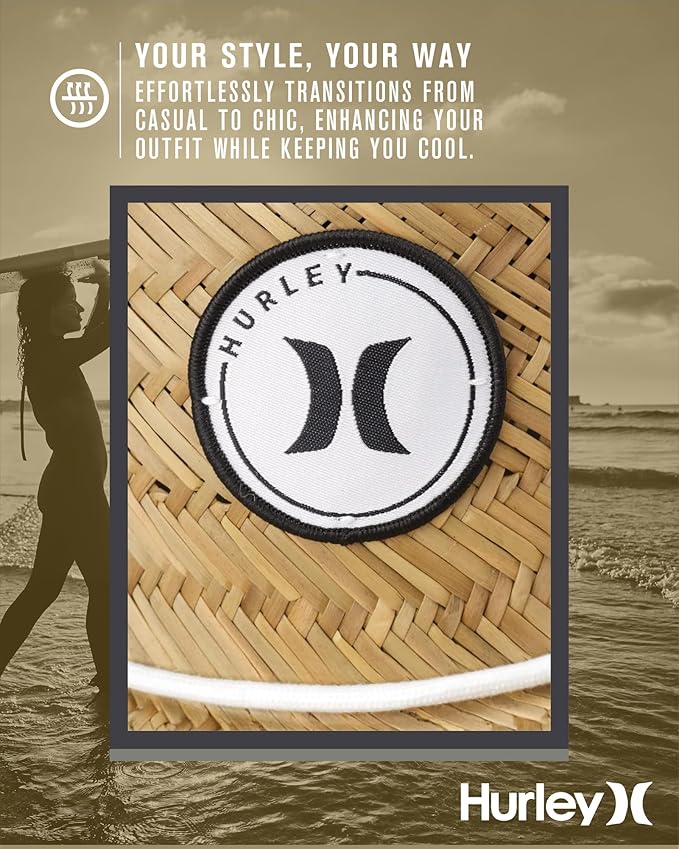 Hurley Women's Straw Hats - Real Straw Hat Medium Brim and Adjustable Chin Strap-VerdiqueGarden