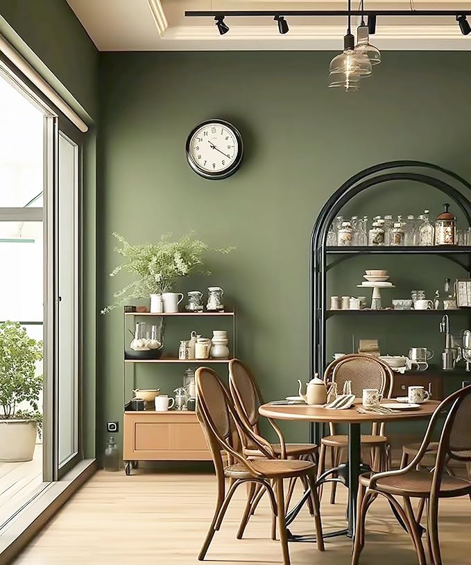 Dimoon 110''x17.7'' Green Peel and Stick Wallpaper Contact Paper Modern Self Adhesive Wall Paper Removable Renter Friendly Textured Solid Color Shelf Cabinet Vinyl Roll (110''x17.7'',Olive Green)-VerdiqueGarden