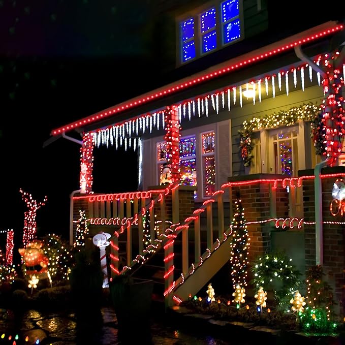 200ft LED Rope Lights Outdoor, 1440 LED Flexible Tube Lights with 8 Modes, Waterproof LED Rope Lighting for Outside, Garden, Patio, Bedroom, Party,Deck, Pool, Fences, Indoor Outdoor Decoration (Red)-VerdiqueGarden
