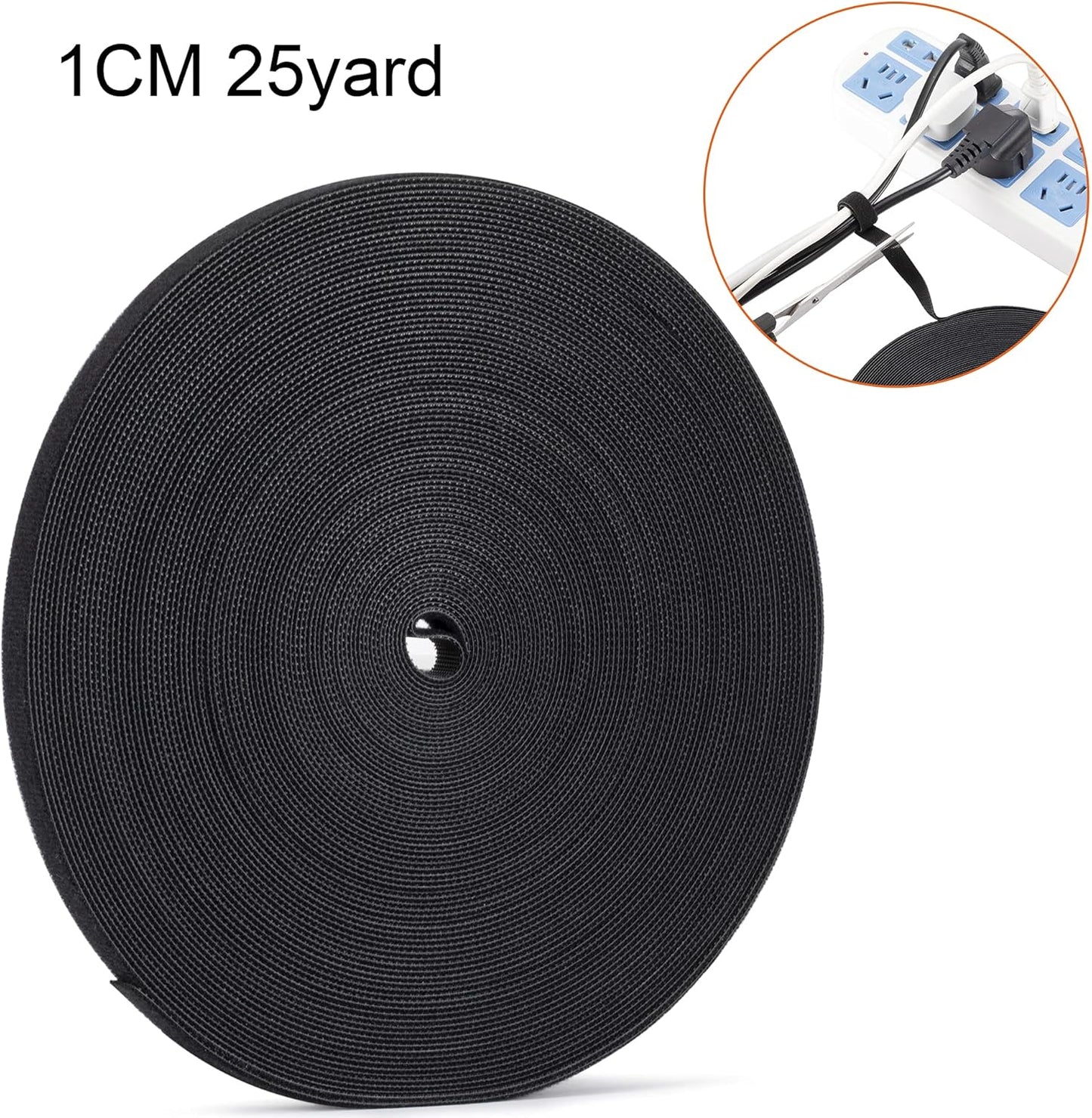 Xnakko 1cm Double Sided Hook and Loop Fastening Tape Reusable Cable Ties Nylon Fastening Tape Wire Manager for Home, Office (Black, 25Yard)-VerdiqueGarden
