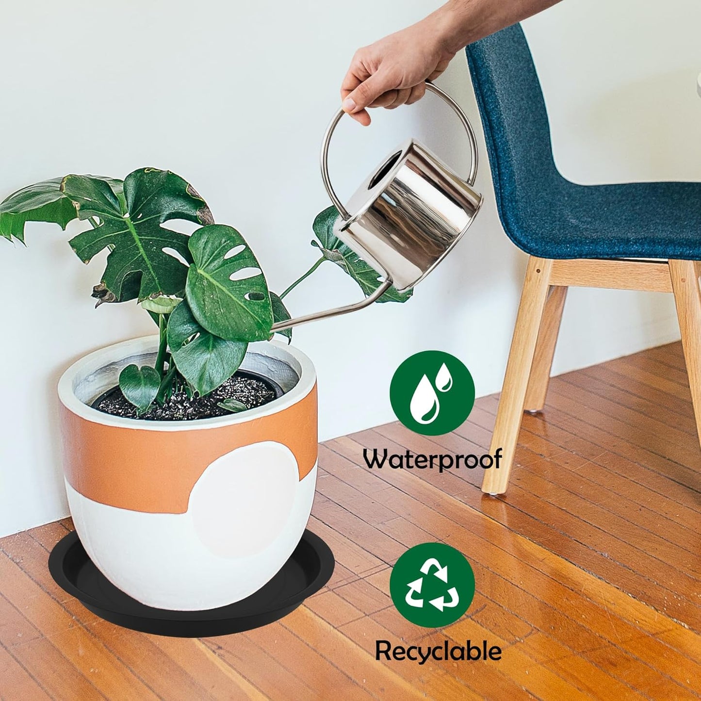 12 Pack 12 Inch Round Plant Saucers for Less 9.8 Inch Pot Indoors Outdoors Plant Trays for Pots Planter Saucer Plastic Plant Drip Tray Planter Water Tray for Potted Plants (Black, 12"(12pcs))-VerdiqueGarden