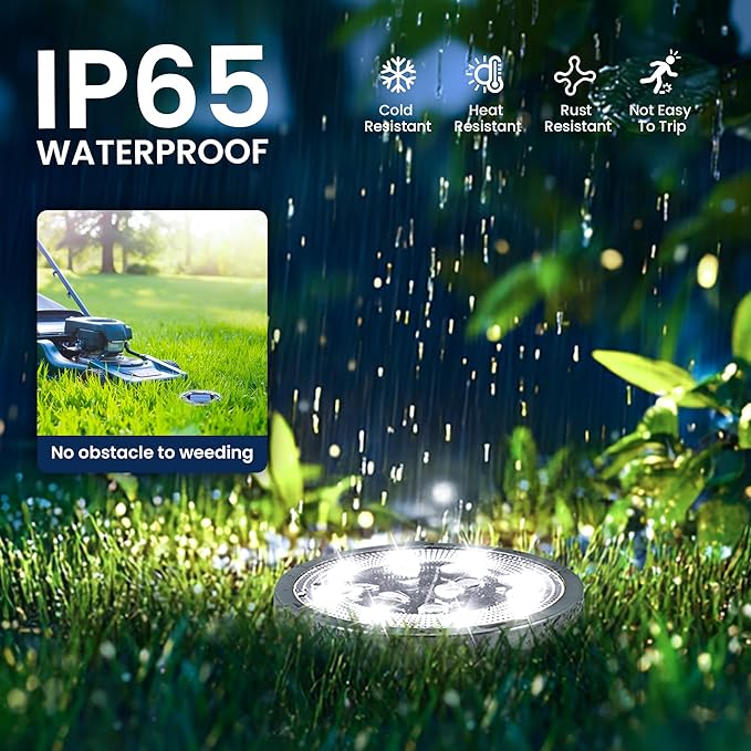 SOLPEX 8 Pack Solar Ground Lights Outdoor Waterproof, Solar Powered Pathway Lights, Landscape Lighting for Garden Walkway Driveway Backyard Decor (Cool White)-VerdiqueGarden