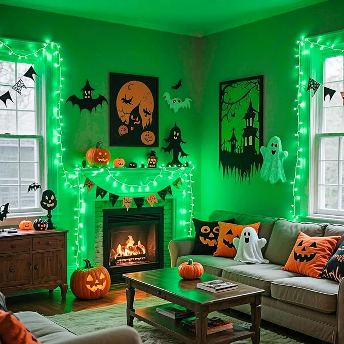 JMEXSUSS Green Lights for St Patrick's Day Decoration, 200 LED Green Christmas Lights Clear Wire, Connectable Green String Lights Indoor Outdoor for Spring Tree Garden St. Patricks Day Decor-VerdiqueGarden