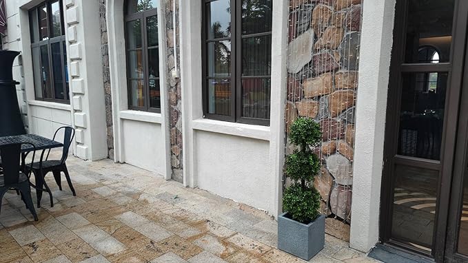 38''T Artificial Boxwood Topiary Triple Ball Outdoor Potted Plants Anti-UV Front Door Decor 2Pack-VerdiqueGarden