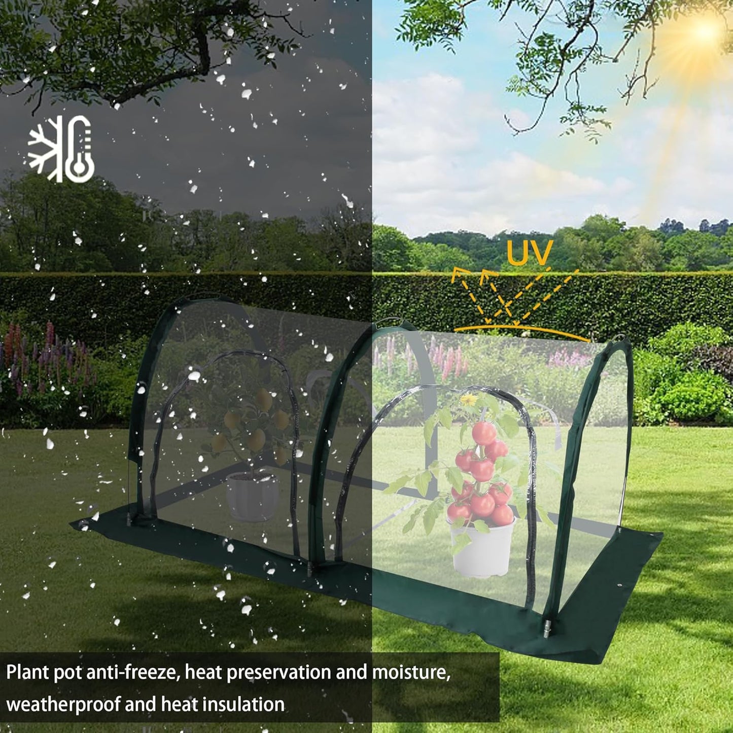 Portable Tunnel Greenhouse for Outdoors - Transparent Mini Greenhouses Ideal for Backyards and Outdoor Vegetable Cultivation (2M)-VerdiqueGarden
