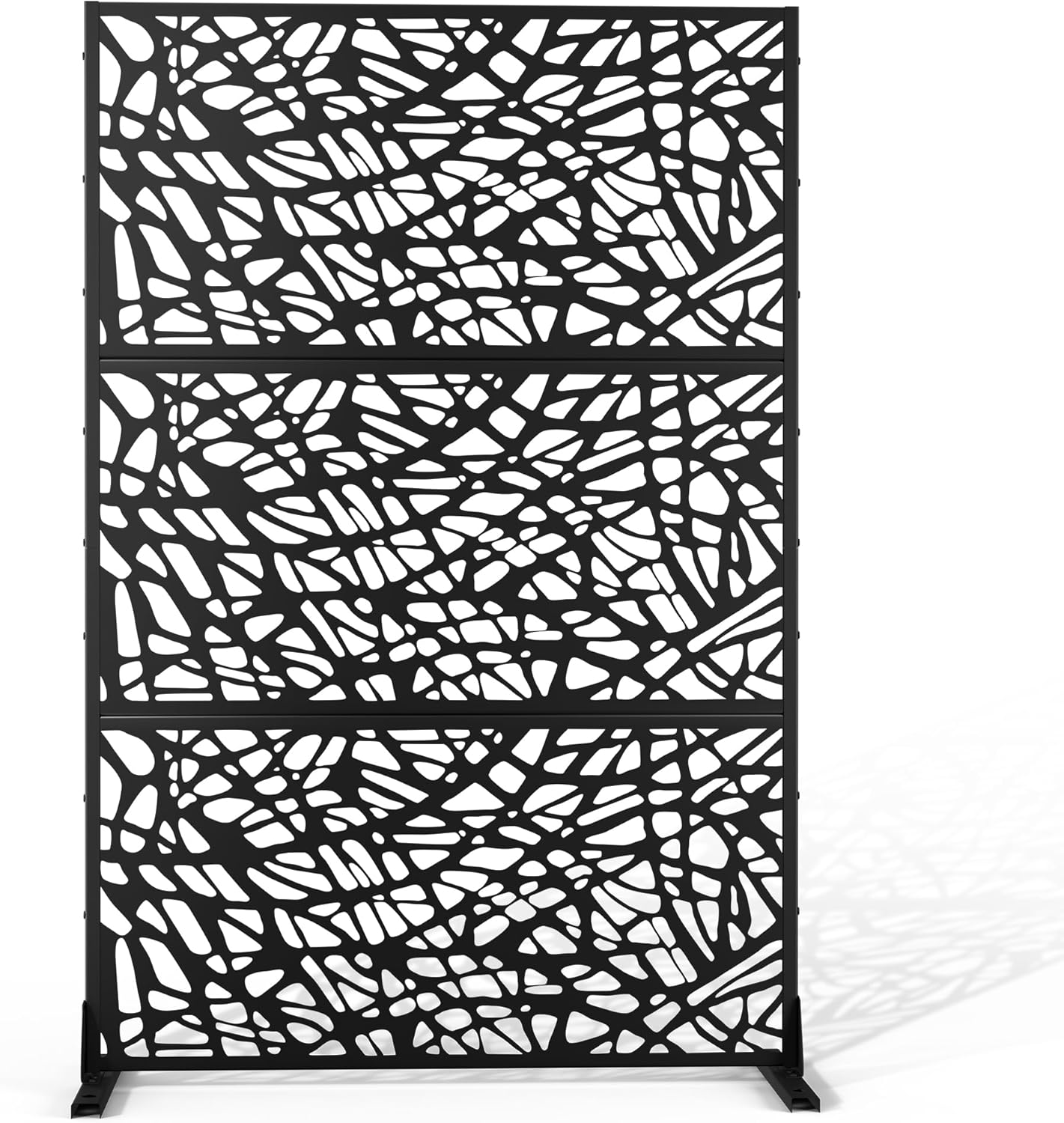 Metal Privacy Screen Outdoor 72" H×47" W,Freestanding Decorative Privacy Screen for Balcony Yard&Garden,Privacy Fence-Black&Net-VerdiqueGarden