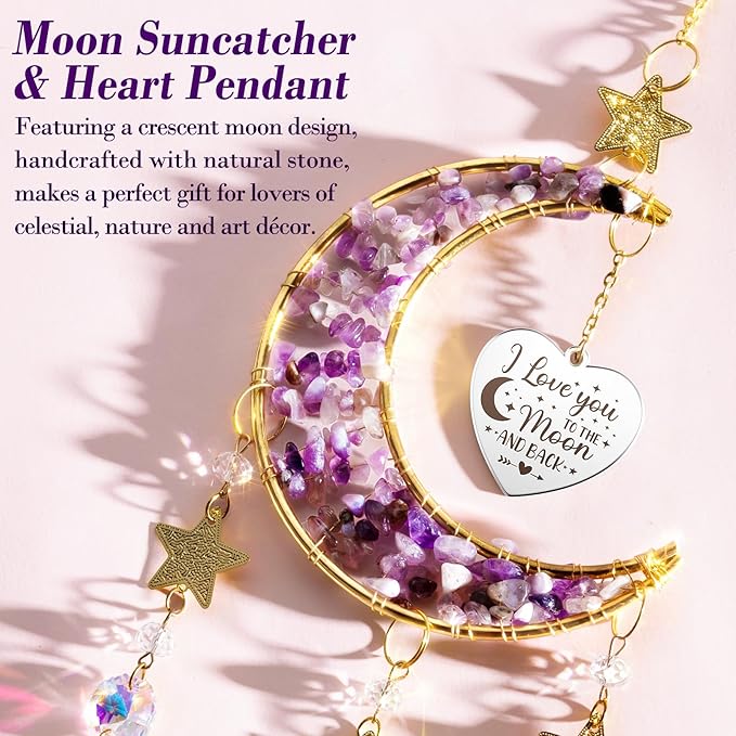 I Love You Gifts for Her Women Wife Girlfriend, Cool Moon Crystal Suncatcher Romantic Birthday Gifts Anniversary Wedding for Mom Her Grandma Wife Couples Wedding Engagement Gifts-VerdiqueGarden