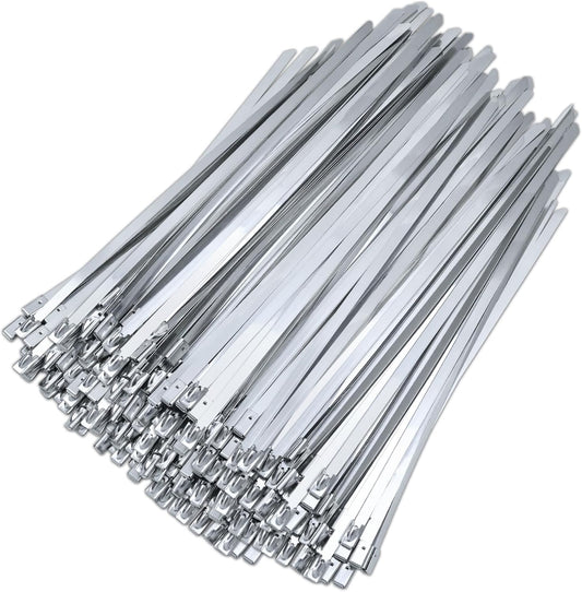 Foneso Metal Zip Ties (7.9 Inch 500PCS), 304 Stainless Steel Short Zip Ties Multi-Purpose Heavy Duty Self-Locking Cable Ties for machinery, fence, vehicles, farms, cables, pipesas well-VerdiqueGarden