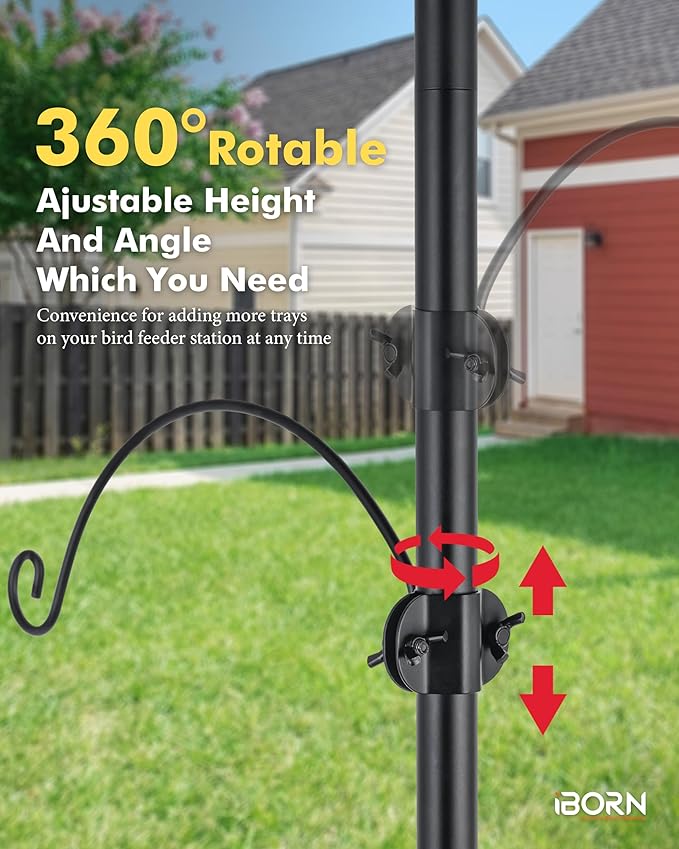 iBorn Bird Feeders Hangers for 1” Pole Stand Station Outdoor Hanging Hooks for Humming Bird Feeders for Outside Plant Hanger Hook Bracket Kit 12.2 Inch Long Metal Hooks for 1 Inch Pole, Pack of 4-VerdiqueGarden