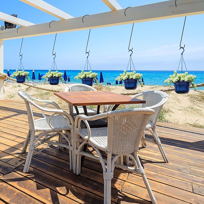 8 Pack 24 Inch Large Tree Branch Hooks Long S Hooks for Hanging Plants, Bird Feeder Hook for Tree, Metal Garden Hooks for Hanging Baskets, Plants, Lanterns Outdoor and Indoor Uses (Black)-VerdiqueGarden