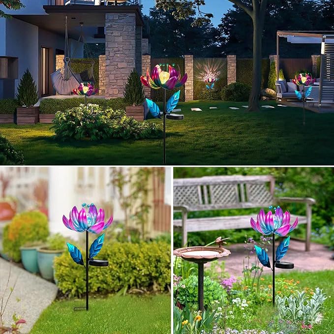 Outdoor Garden Decor Solar Spinners Lights - Metal Wind Spinner Solar Lights for Yard, Patio, Garden Lawn Oranments-VerdiqueGarden