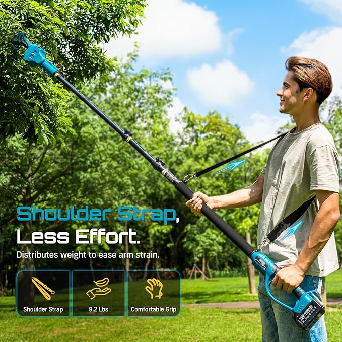 Seesii 2-in-1 Cordless Electric Pruning Shears with Pole, 15Ft Reach, 1.2" Cutting Diameter, 21V 2x 4000mAh Batteries, Battery Powered Tree Pruner with Brushless Motor for Efficient Branch Trimming-VerdiqueGarden