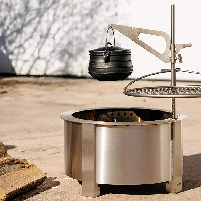 Breeo Smokeless Fire Pit (X Series 24, Stainless Steel) | 27.5 inch Smokeless Firepit for Outside | 62 Pounds | Ideal for Families Compatible with Wide Range of Breeo Accessories-VerdiqueGarden