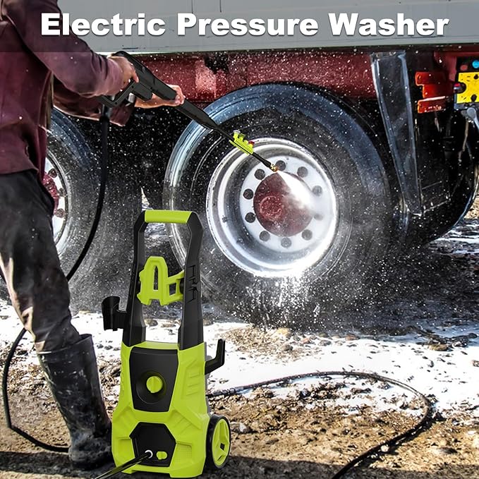 Pressure Washer, 5000PSI Max 3.6GPM with Foam Cannon 35FT Power Cord 4 Nozzles for Cars, Green-VerdiqueGarden