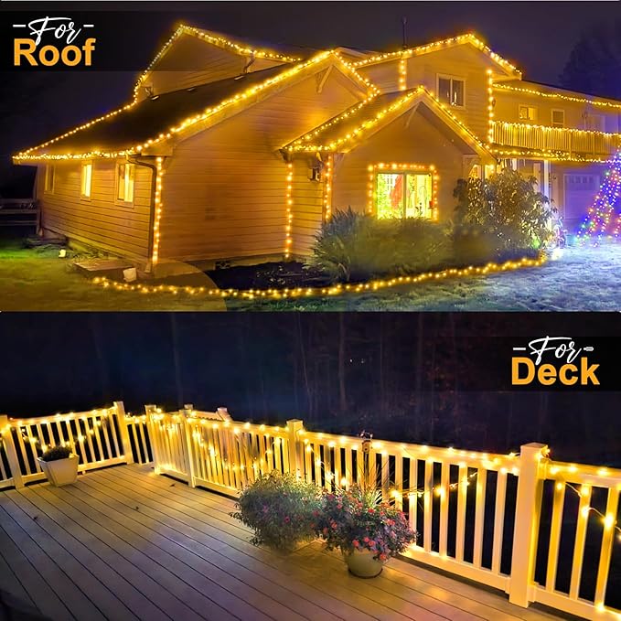 KNONEW 600ft 1500 LED Christmas String Lights Outdoor Green Wire 8 Modes & Timer Fairy Light Plug in Waterproof Patio Lights for Xmas Yard Tree Wedding Party Holiday Decorations (Warm White)-VerdiqueGarden