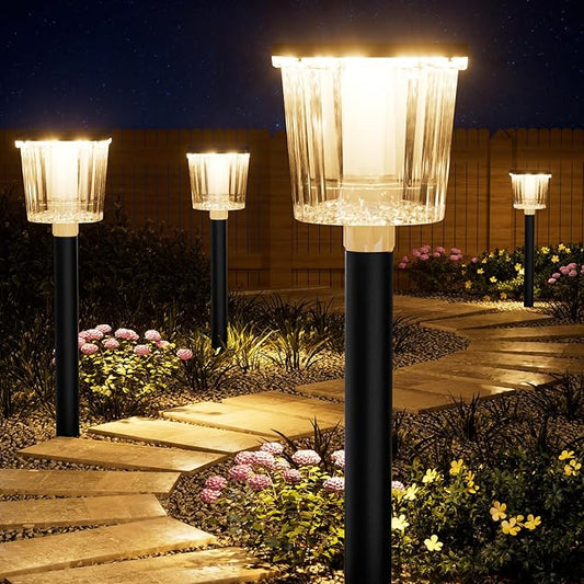 Super Bright Solar Pathway Lights Outdoor Powered,Adjustable Warm&Cool White,Waterproof IP65 Garden Decor Landscape Lighting Outside for Yard/Patio/Walkway/Driveway/Landscape (Obsidian Black, 6 Pack)-VerdiqueGarden
