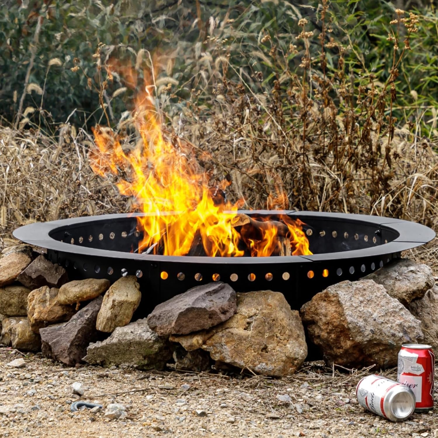 42 inch Fire Ring, Large Round Firepit Insert,Fire Pit Ring for Camping, Wood Burning Fire Pit for Yard,Garden,Outdoor Fireplace, DIY Fire Rings for Outside-VerdiqueGarden