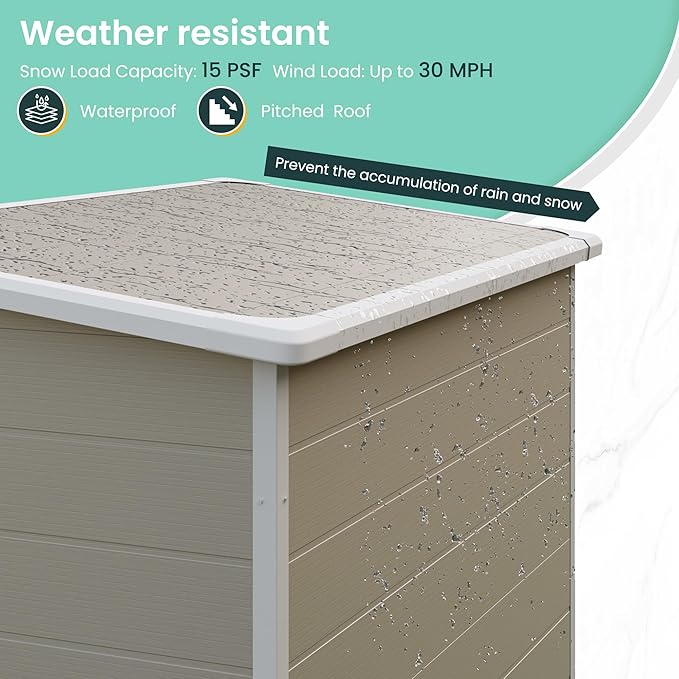 UDPATIO Outdoor Storage Shed 5x3 FT, Garden Plastic Sheds & Outdoor Resin Shed with Lockable Door for Backyard, Patio, Lawn, Light Grey-VerdiqueGarden