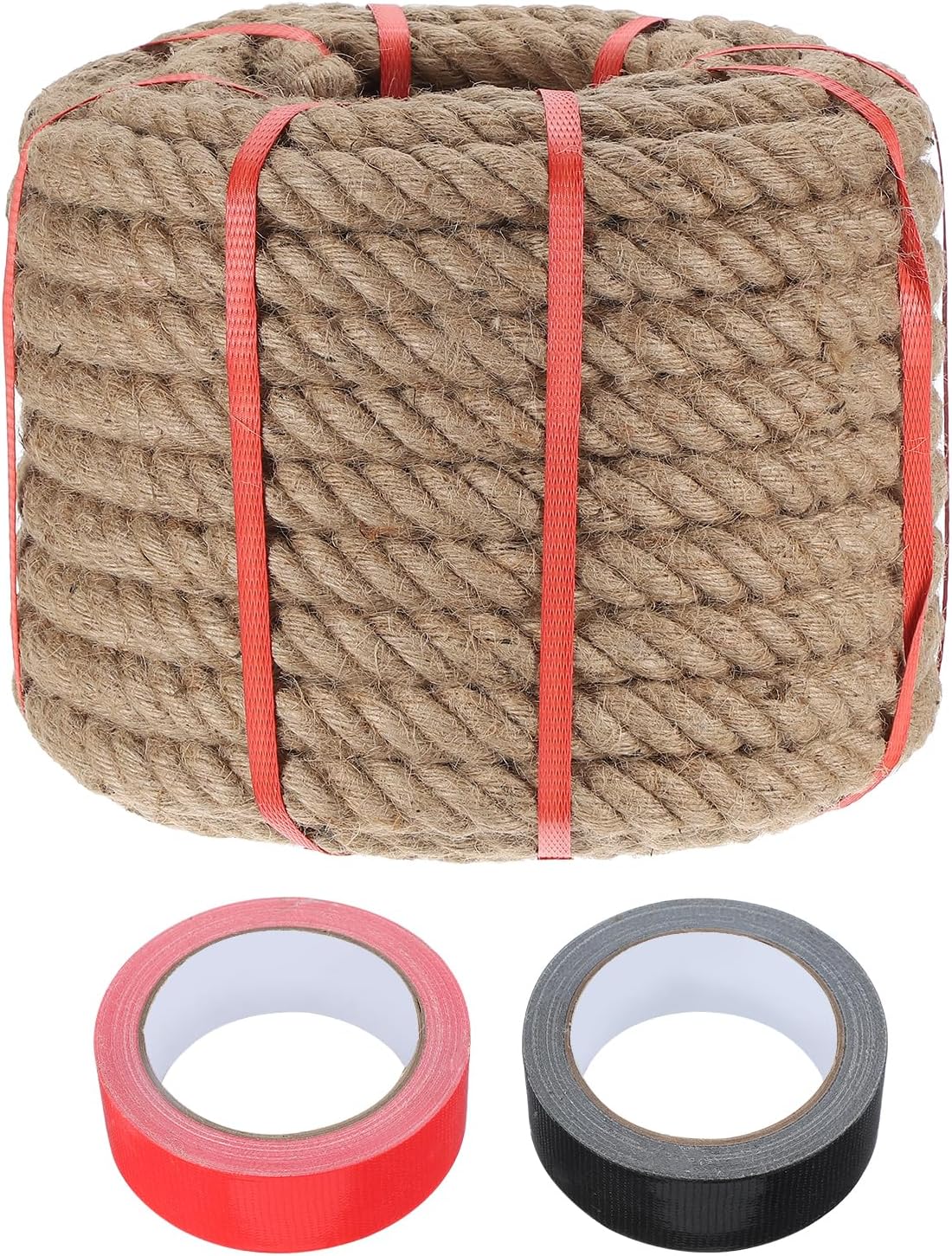 MECCANIXITY Jute Rope 1 Inch x 85ft, Thick Twine Rope Ropes Braided Jute Twine Natural Brown Burlap Cord String Heavy Twisted with Tapes for Decorative Crafts Railing Swing Tug of War-VerdiqueGarden