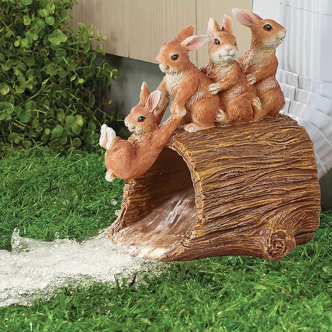Decorative Gutter Downspout Extensions Statue, 3" x 4" Downspout Extender Outdoor Gutter Splash Block, Rabbit Decor Garden Gutter Guardian Sculpture, Garden Rain Downspout Diverter-VerdiqueGarden