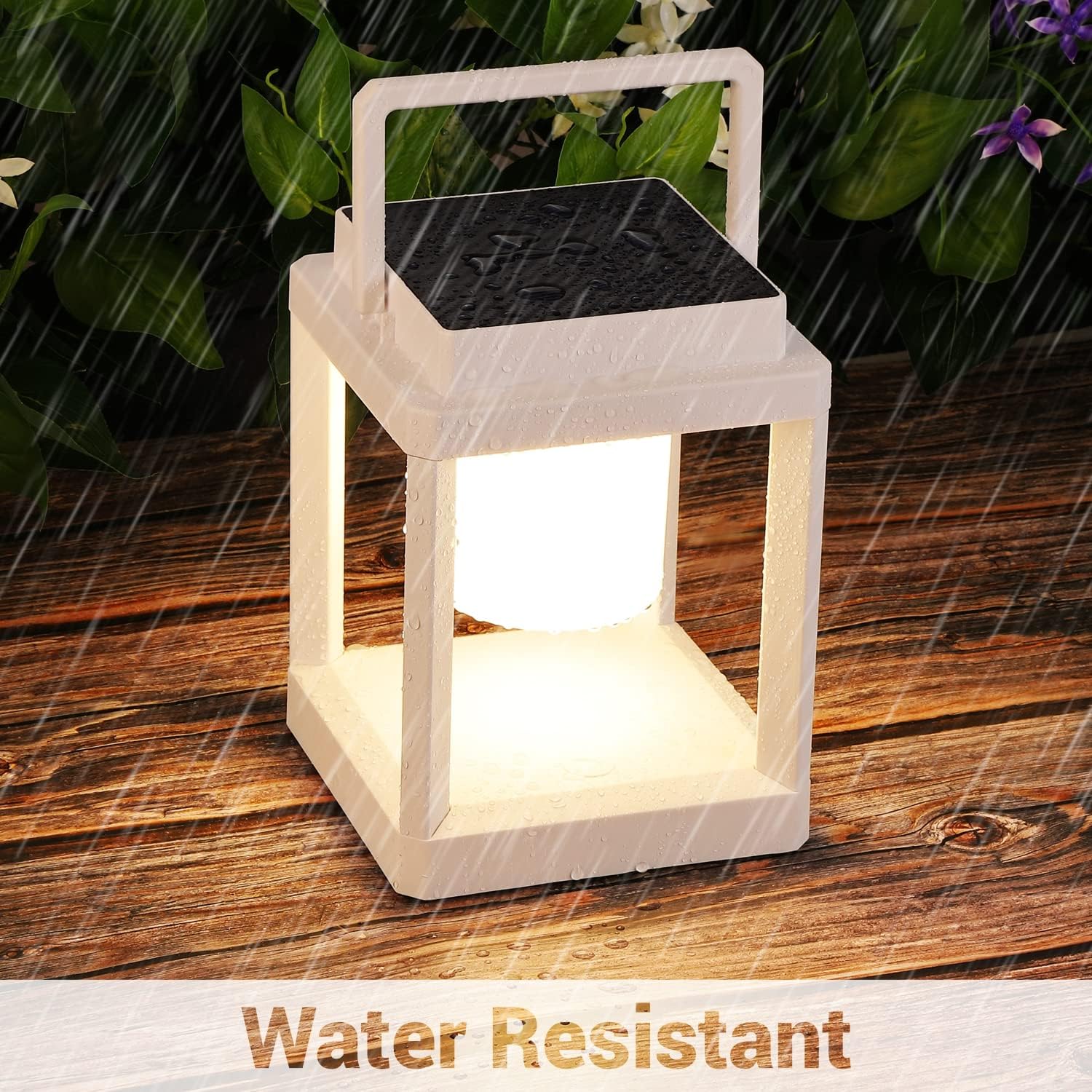 LETRY Outdoor Table Lamp, 3-Level Brightness LED Nightstand Lantern, Portable Rechargeable Solar Lamp IP44 Waterproof, Touch Control Outdoor Cordless Lantern for Patio/Walking/Reading/Camping-VerdiqueGarden