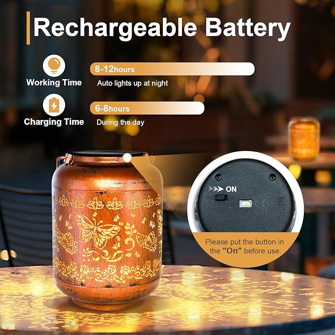 Butterfly Solar Lanterns Outdoor Hanging Waterproof Butterfly Garden Decor Christmas Gifts for Women Mom Grandma Metal Solar Lights Decoration Outside for Yard, Patio,Pathway Landscape-VerdiqueGarden