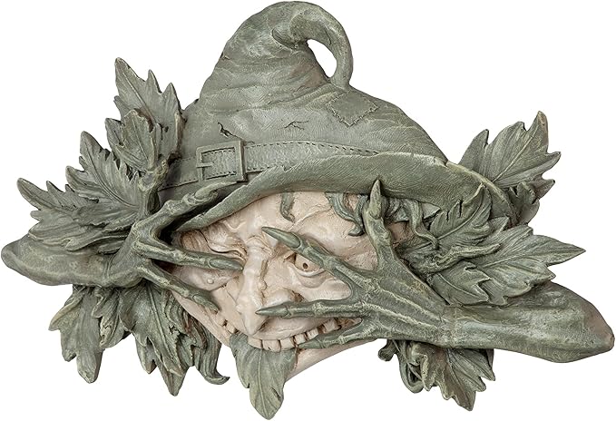 Design Toscano Poison Ivy Forest Witch Greenman Wall Hanging Sculpture, 15.5" Wx2 Dx9.5 H, two tone stone-VerdiqueGarden