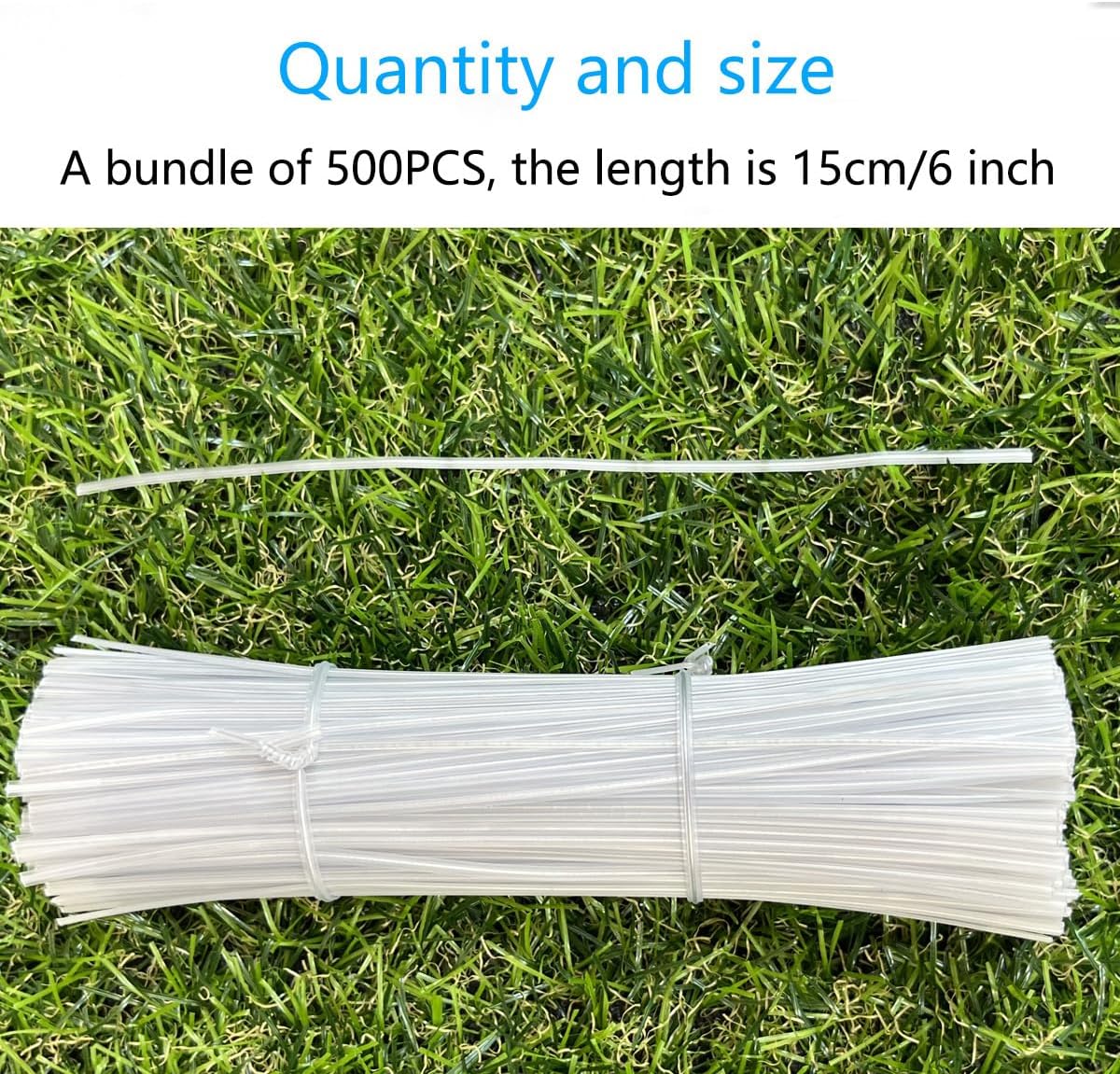 500 Pack 6 Inch Clear Plastic Twist Ties - Reusable Twisty Ties for Cords, Garbage Bags, Gardening and More - Durable, Flexible and Coated for Long-Lasting Use-VerdiqueGarden